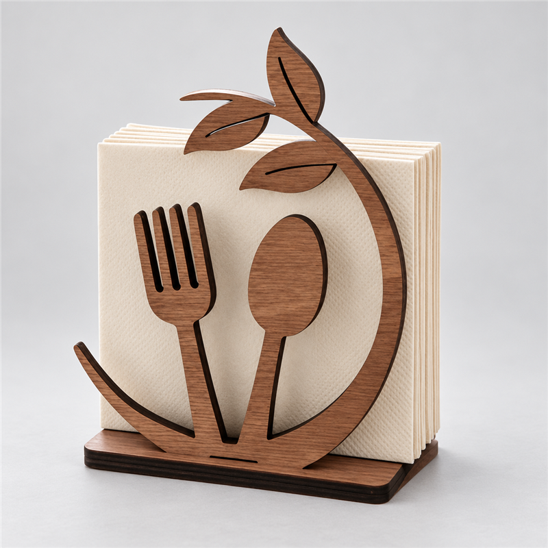 CouldNook Leaf Cutlery Napkin Holder - Upright Wood