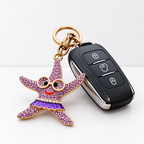CouldNook Starfish Keychain - Smiling Face and Colorful Sparkling Surface