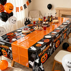 CloudNook Halloween Pumpkin Tablecloth‑Disposable Party Table Cover