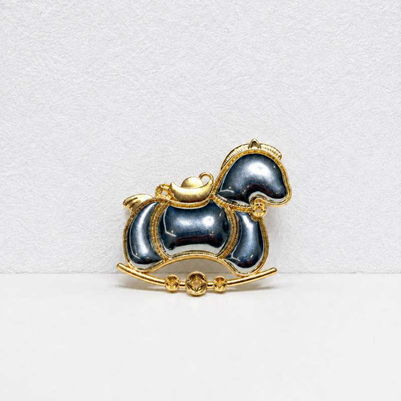 Golden Rocking Horse Pendant - DIY Fortune Charm