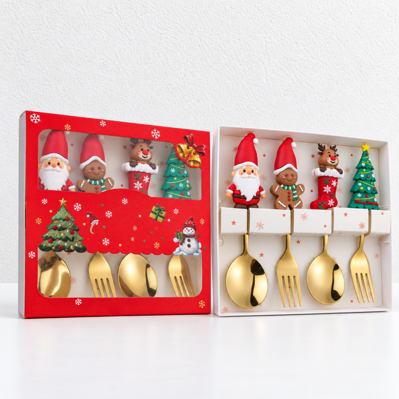 CouldNook Christmas Stainless Steel Cutlery - Festive Character Handle