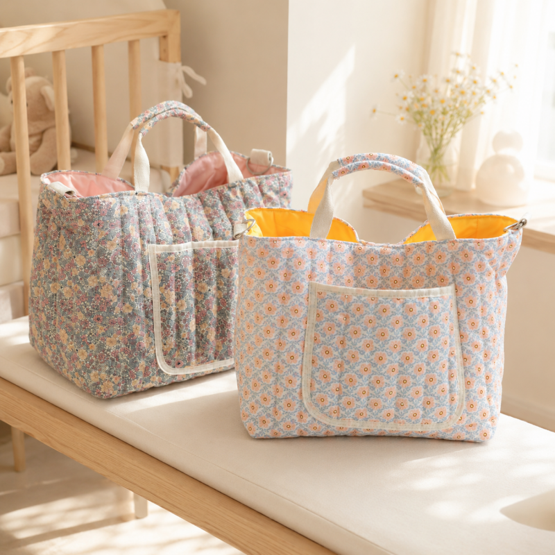 CouldNook Quilted Diaper Bag - Shoulder Strap and Front Pockets
