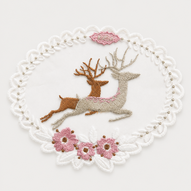 CouldNook Embroidered Deer Table Mat- Soft Dining Accent