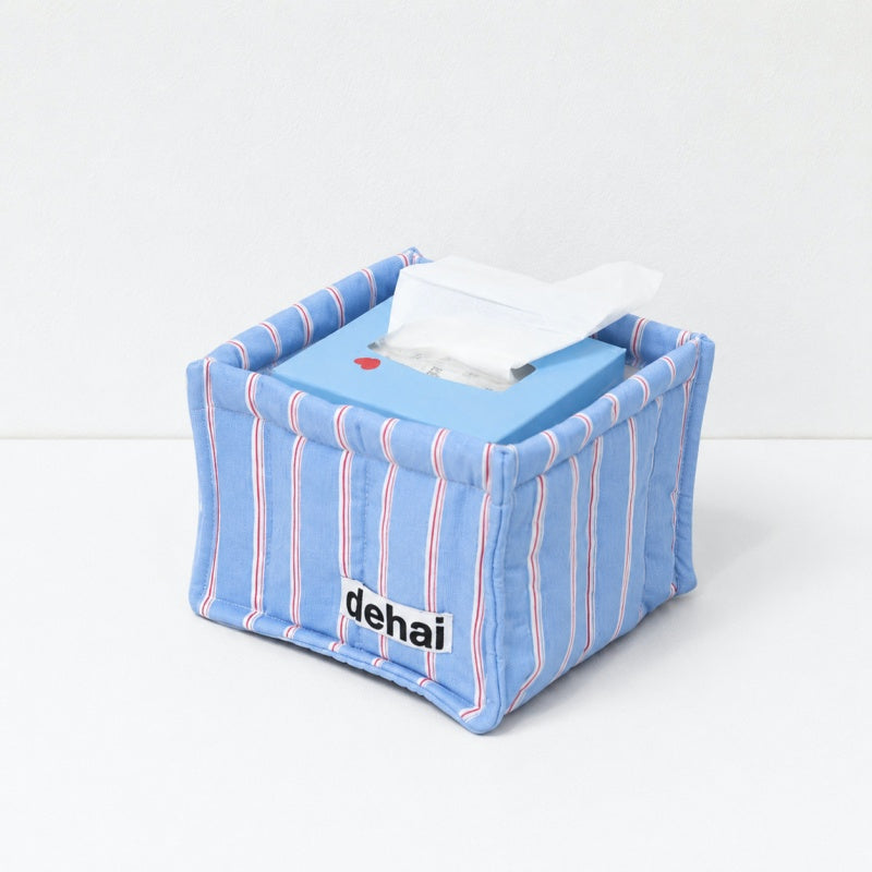 CouldNook Striped Quilted Fabric Storage Basket‑Home Organizer Bin for Tissue Books Toys Sundries