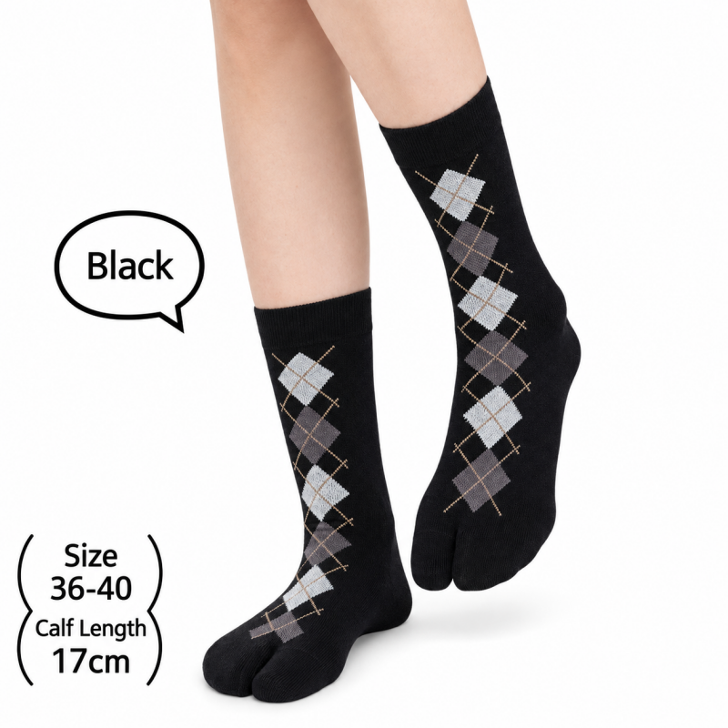 CouldNook Argyle Split-Toe Socks - Diamond Pattern