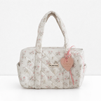 CouldNook Quilted Floral Duffel Bag - Cylindrical Shape and Long Handles