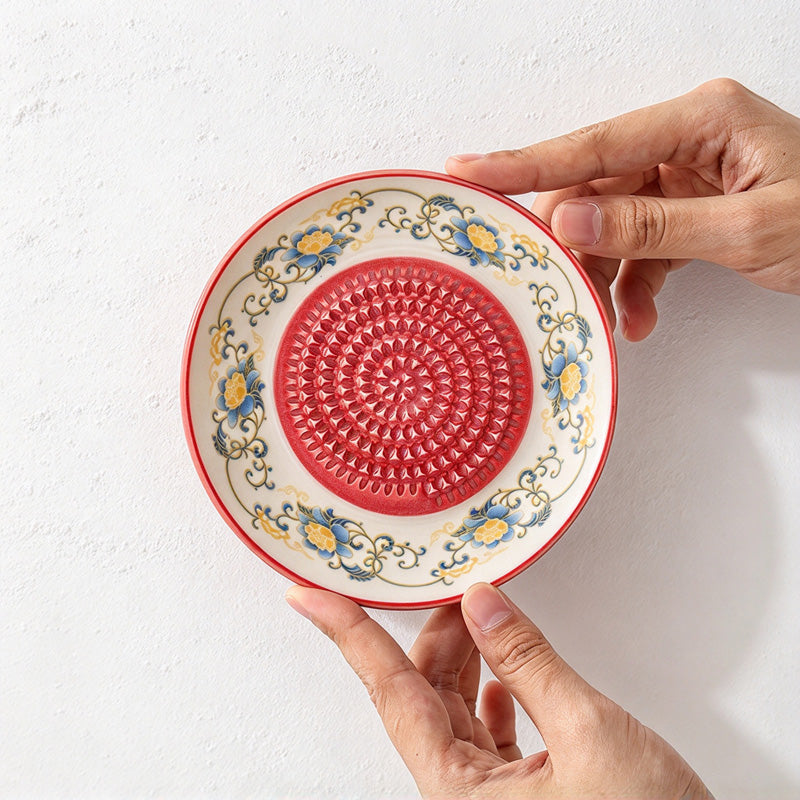 CouldNook Ceramic Grater Plate - Decorative Patterned Rim