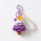 Crochet Christmas Tree Keychain with Pearl-Look Bead Loop