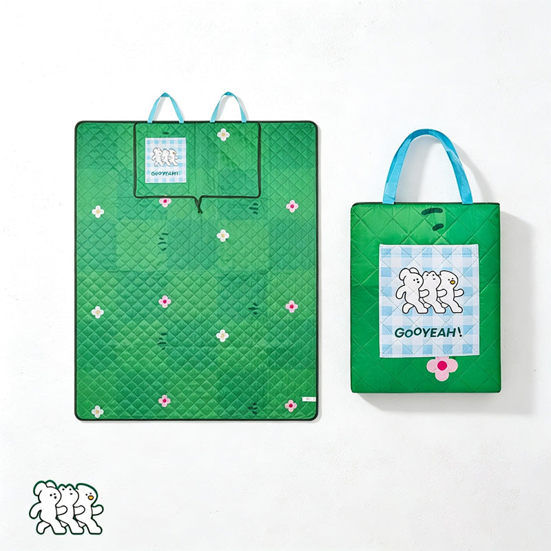 CouldNook Green Floral Picnic Mat - Foldable Carrying Case