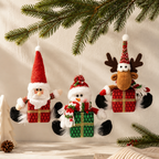 CouldNook Christmas Gift-Box Doll Ornament - Seated Character and Ribbon Details