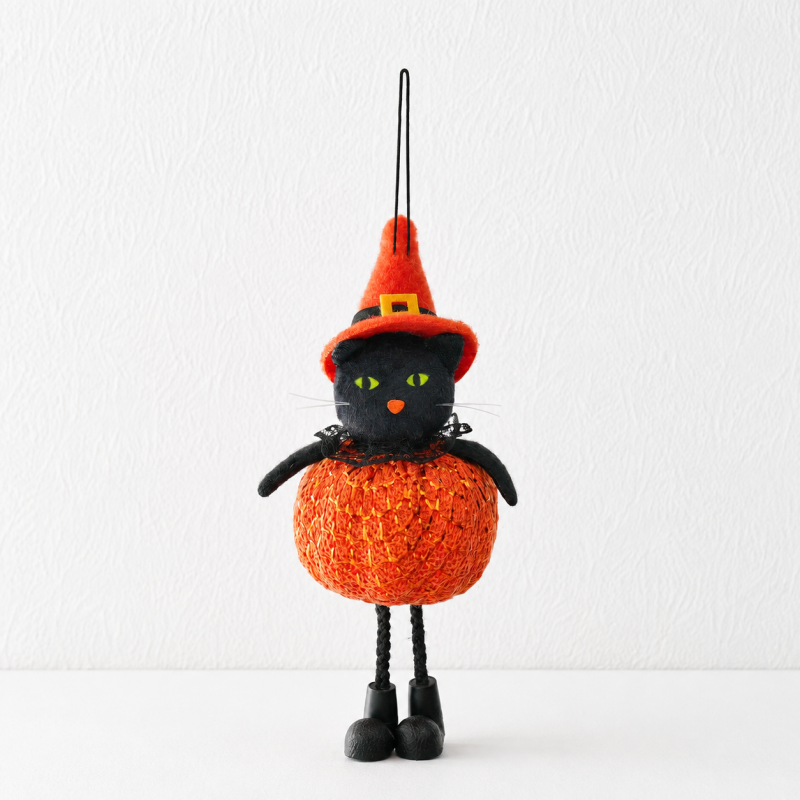 CouldNook Halloween Pumpkin-Body Doll Ornament - Sparkling Round Silhouette