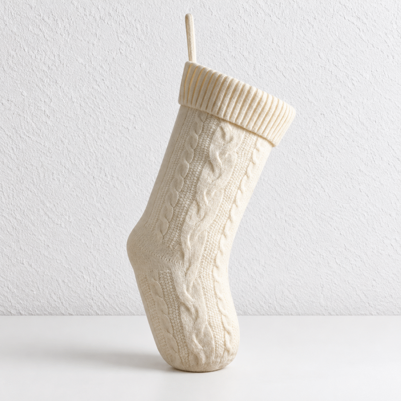 CouldNook Cable Knit Christmas Stocking - Ribbed Foldover Cuff