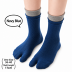 CouldNook Split-Toe Crew Socks - Double Cuff Contrast