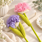 Artificial Carnation - Ruffled Petals and Paired Green Leaves