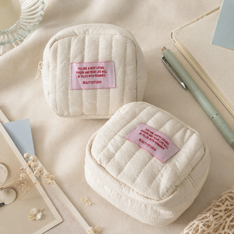 CouldNook Quilted Mini Pouch‑Soft Padded Earphone Coin Storage Bag