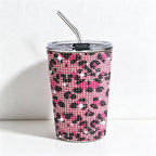 CouldNook 17oz Rhinestone Tumbler-Stainless Steel Insulated Straight Body Cup with Straw
