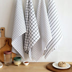 CouldNook 100% Cotton Woven Tea Towel - Classic Plaid & Striped Kitchen Cloth
