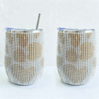 CouldNook 12oz Bling Rhinestone Stemless Wine Tumbler - Clear Lid & Straw (Solid Color Series)