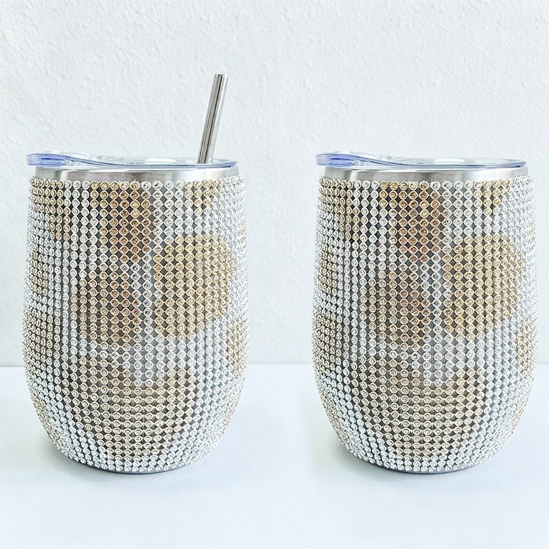 CouldNook 12oz Bling Rhinestone Stemless Wine Tumbler - Clear Lid & Straw (Solid Color Series)
