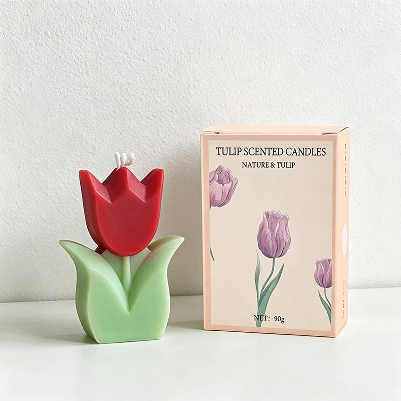 CouldNook 3D Tulip Flower Scented Candle - Pastel Spring Aesthetic Decor