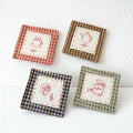 CouldNook Rustic Embroidered Fabric Coaster Set of 4 - Farmhouse Cotton Mug Mat