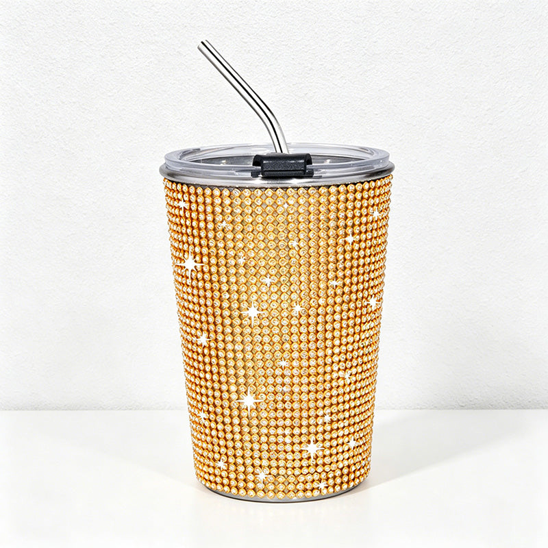CouldNook 17oz Rhinestone Tumbler-Stainless Steel Insulated Straight Body Cup with Straw