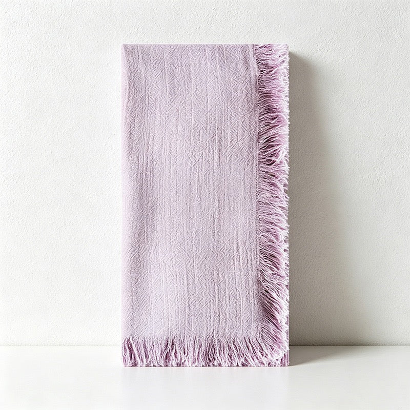 CouldNook Fringed Cotton Linen Napkin - Rustic Wabi-Sabi Dining Cloth