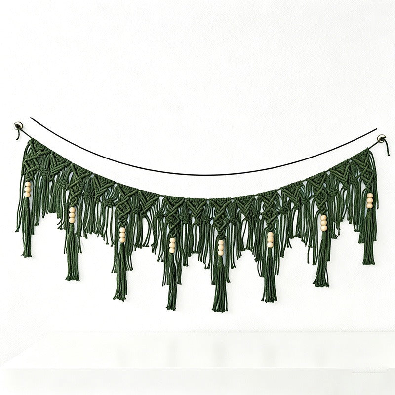 Bohemian Macrame Wall Decor- Hand-Woven Cotton Banner