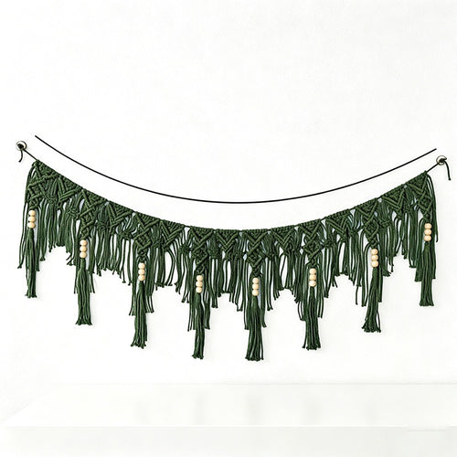Bohemian Macrame Wall Decor- Hand-Woven Cotton Banner