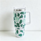 CouldNook 40oz Rhinestone Cow Print Tumbler-Stainless Steel Vacuum Insulated Ice Tumbler with Handle & Straw