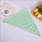 Polka Dot Triangle Culinary Bandanas - Lace Trimmed Headscarf(Set of 10)