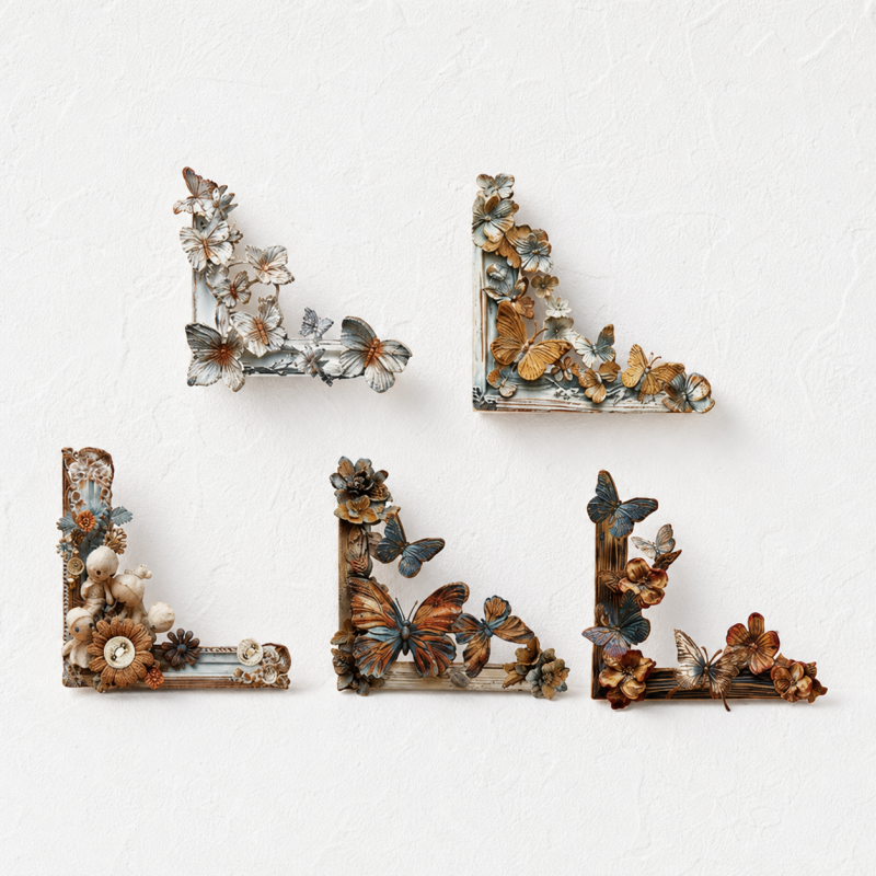 CouldNook Hollow Relief Corner Stickers - Aesthetic Retro Paper Decor