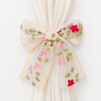 CouldNook Embroidery Bow Curtain Tieback 2PCS Set - Window Styling Accent
