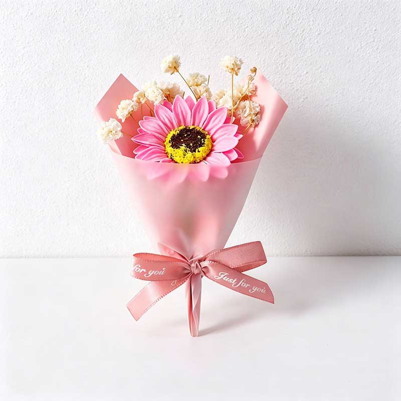 Mini Dried Baby's Breath Flower Bouquet and Soap Rose