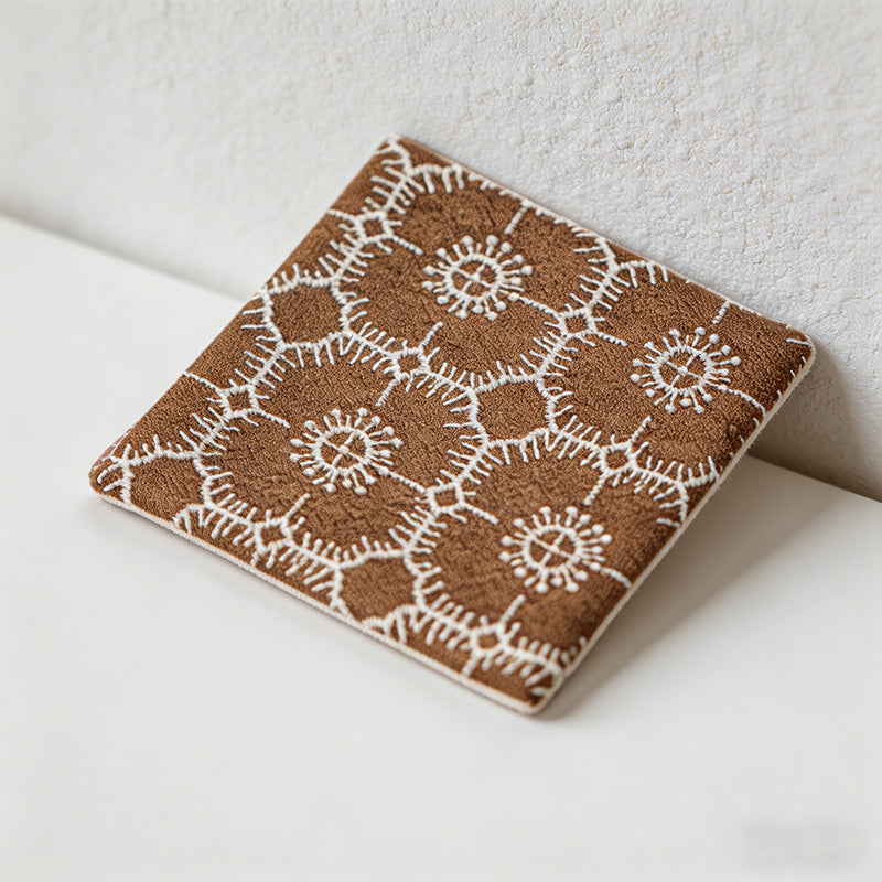 CouldNook Vintage Embroidered Fabric Coaster - Japanese Floral Square Mug Mat