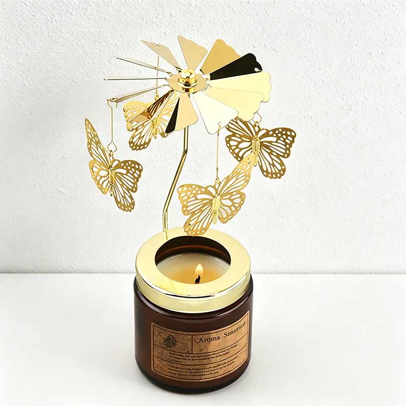Rotating Carousel Candle Holder Candle Making Kits - Golden Spinning Tealight Carousel