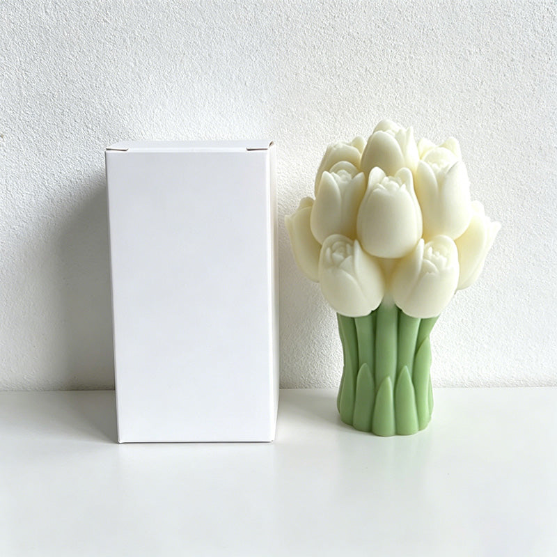 CouldNook 3D Tulip Bouquet Scented Candle - Pastel Floral Aesthetic Decor