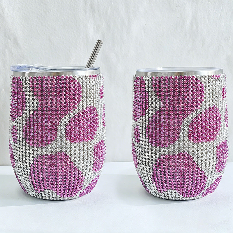 CouldNook 12oz Bling Rhinestone Stemless Wine Tumbler - Clear Lid & Straw (Exotic Animal Print Series)