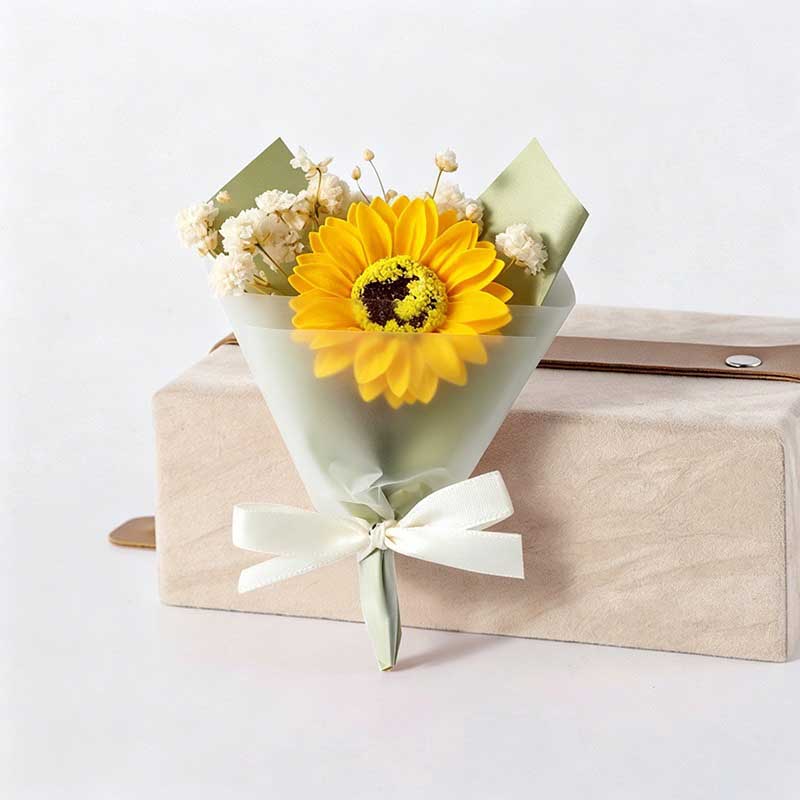Mini Dried Baby's Breath Flower Bouquet and Soap Rose