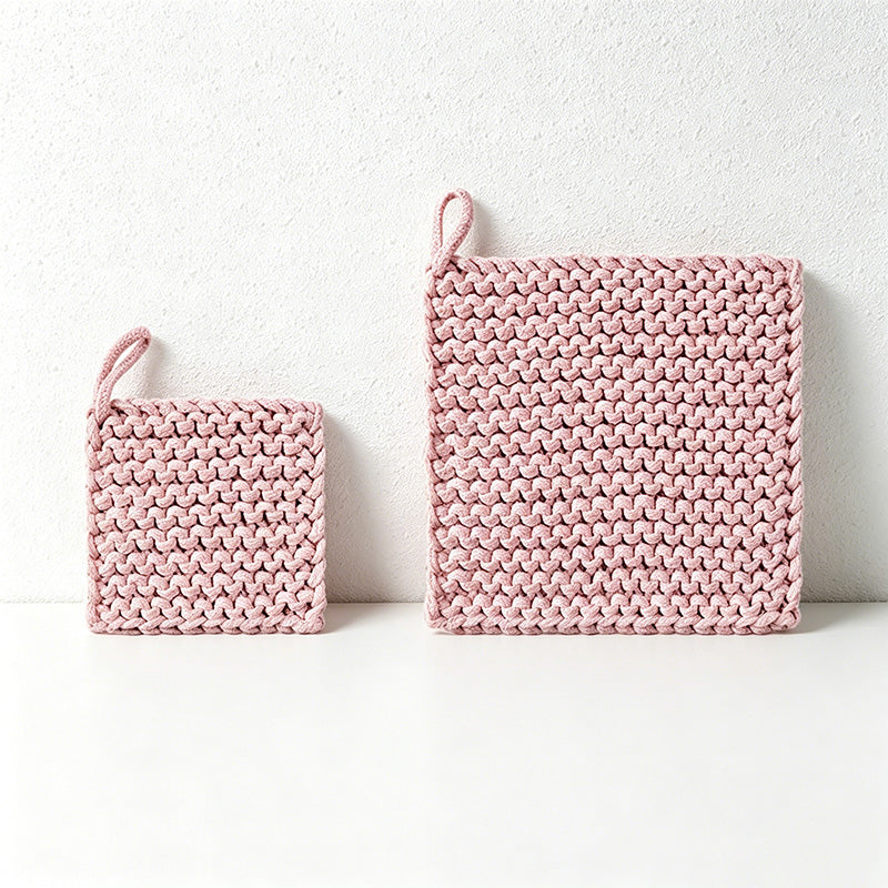 CouldNook Chunky Knit Cotton Trivet - Hand-Woven Square Heat Pad