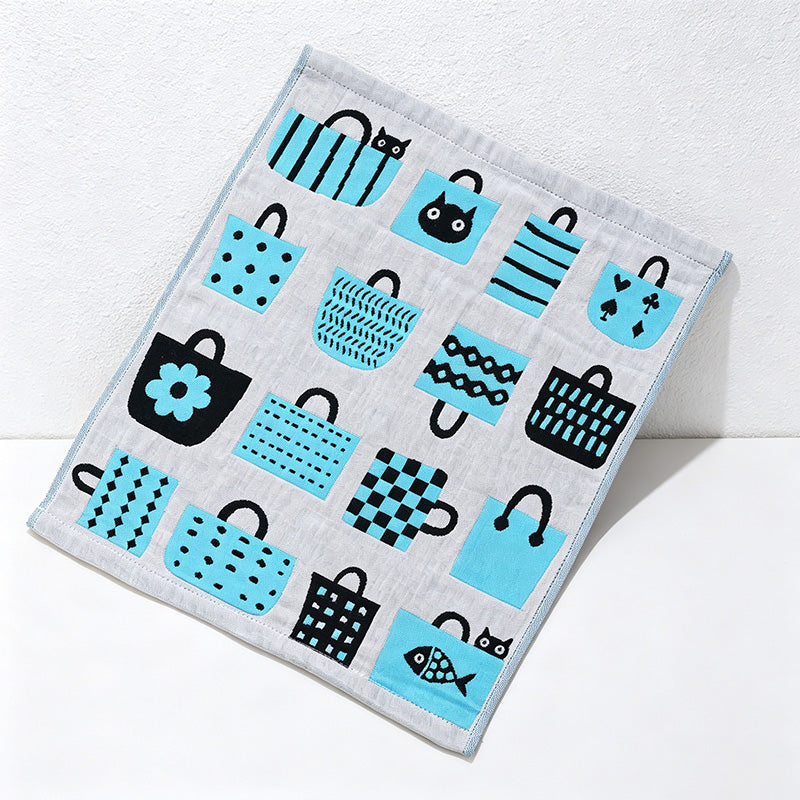 CouldNook Pure Cotton Gauze Cartoon Square Towel - Cute Absorbent Handkerchief