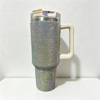 CouldNook 40oz Rhinestone Cow Print Tumbler-Stainless Steel Vacuum Insulated Ice Tumbler with Handle & Straw