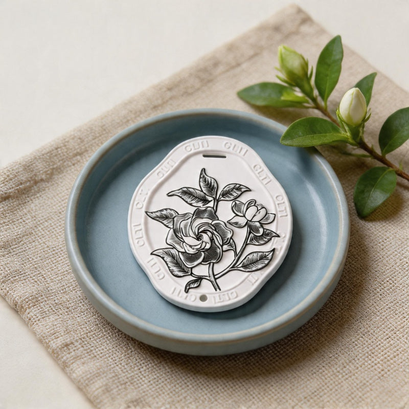 CouldNook Scented Plaster Tablet - Botanical Sketch Wardrobe & Car Pendant-Courtyard Gardenia