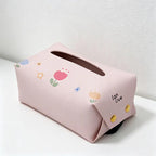 Car Hanging PU Leather Tissue Box - Cute Cartoon Multi-Functional Tissue Holder