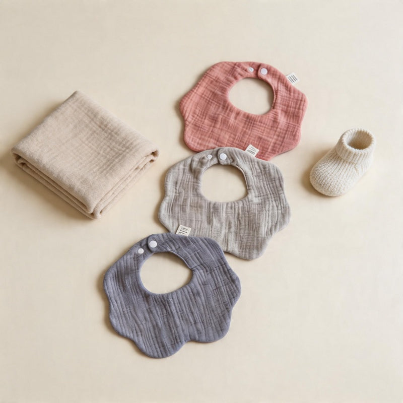 CouldNook Premium Muslin Cotton Baby Bib - Solid Morandi Petal Drool Apron(set of 10)