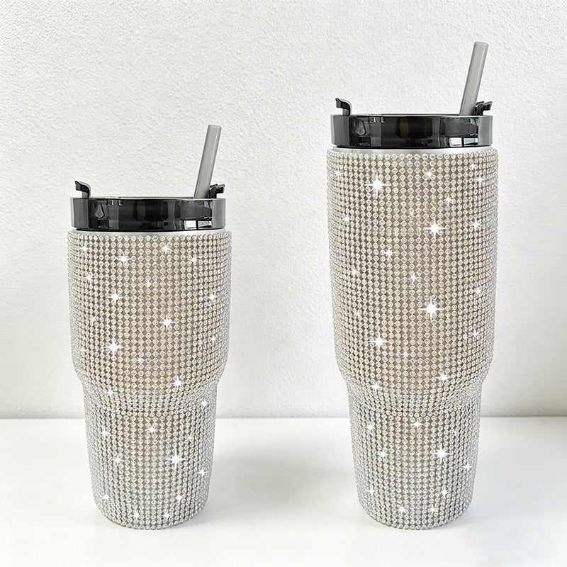 CouldNook 20/30oz Bling Rhinestone Car Tumbler - No Handle, Black Lid