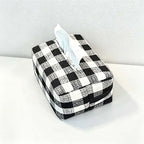 Checkered Fabric Tissue Box - Car & Home Napkin Holder
