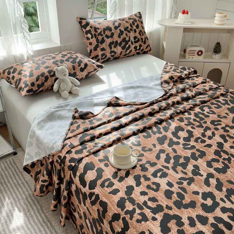 CouldNook Premium Cotton Homespun Flat & Fitted Sheet - Wild Safari Leopard