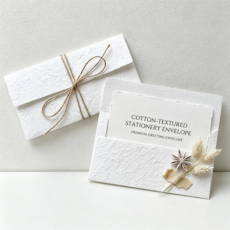 Premium Embossed Cotton Paper Envelopes with Jute Twine, Vintage DL Western Style for Wedding Invitations