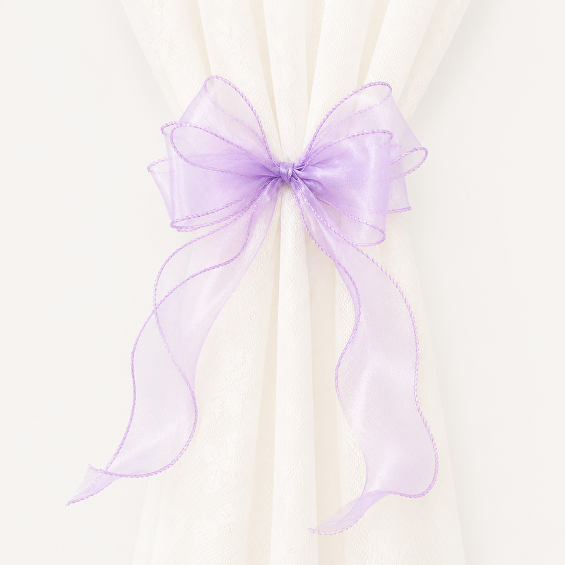 CouldNook Lace Embroidery Bow Curtain Tieback 2PCS Set - Window Styling Accent